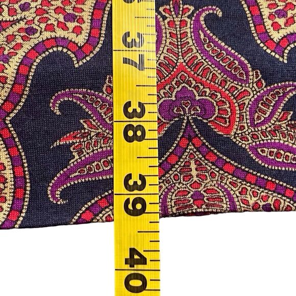 LUISA SPAGNOLI Wool Shift Dress Size 48 US 14 Long Sleeve Paisley Jewel Tones - Picture 14 of 16